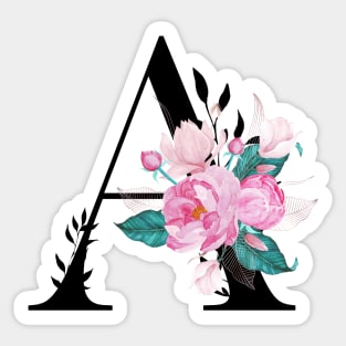 Floral Alphabet A Sticker